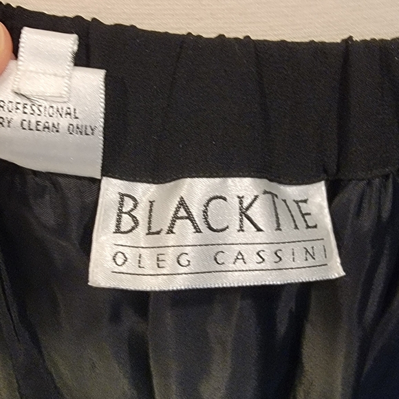 Oleg Cassini Black Tie Black Silk A-Line Maxi Skirt Size 12 - Picture 11 of 16